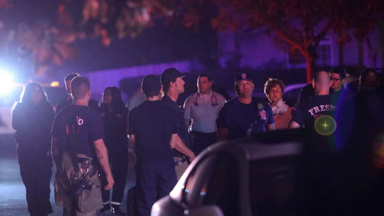 Photo of police and emergency personnel at Fresno mass shooting