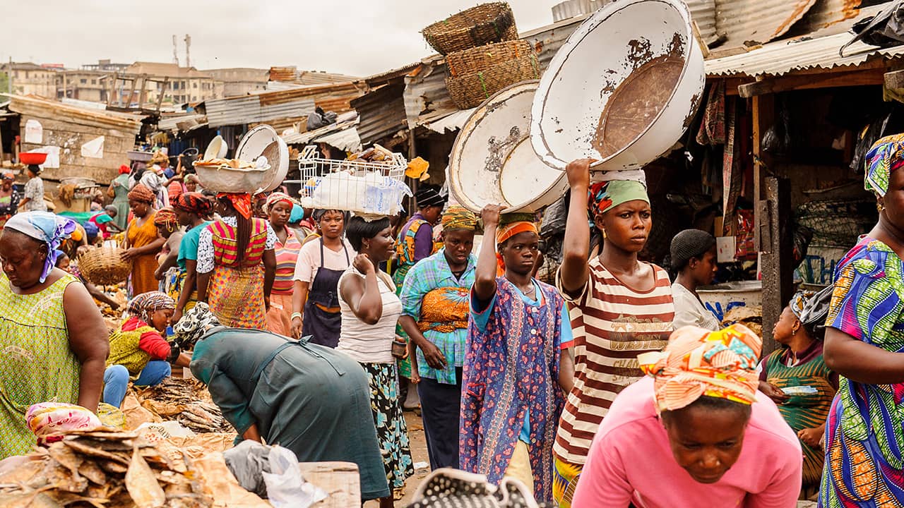 Photo of African market in Ghana