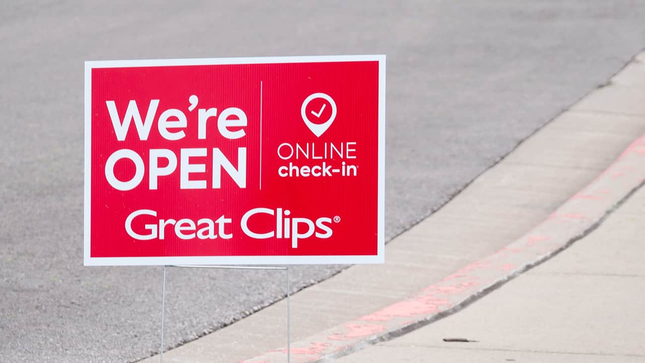 Photo of a Great Clips open sign