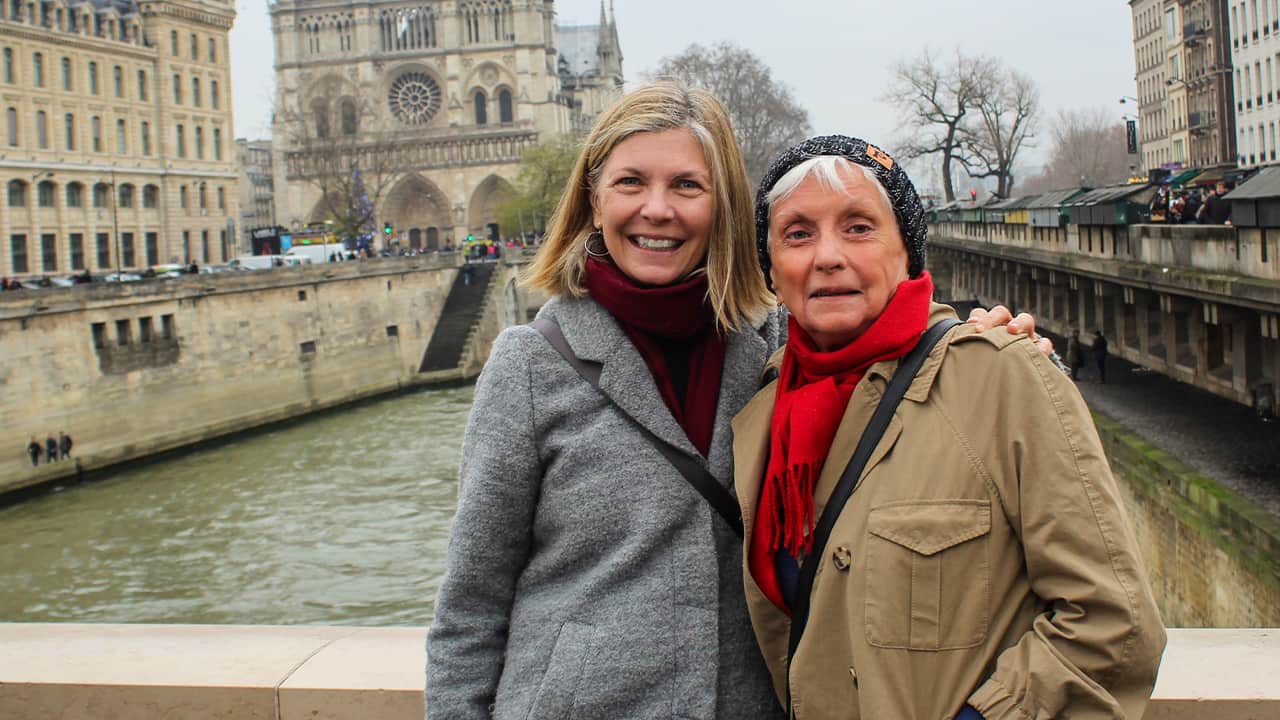 Photo of Lisa Hill, left, and her mother, Pat White, in Paris