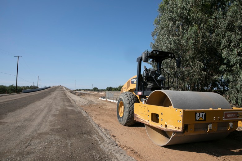 Machinery along the road near a construction site for High-Speed Rail lines at road 27 in Madera on July 8, 2021. Photo by Anne Wernikoff, CalMatters