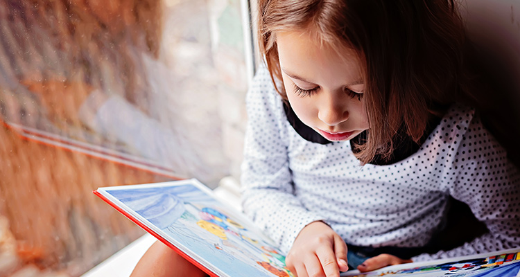 Photo of a child reading