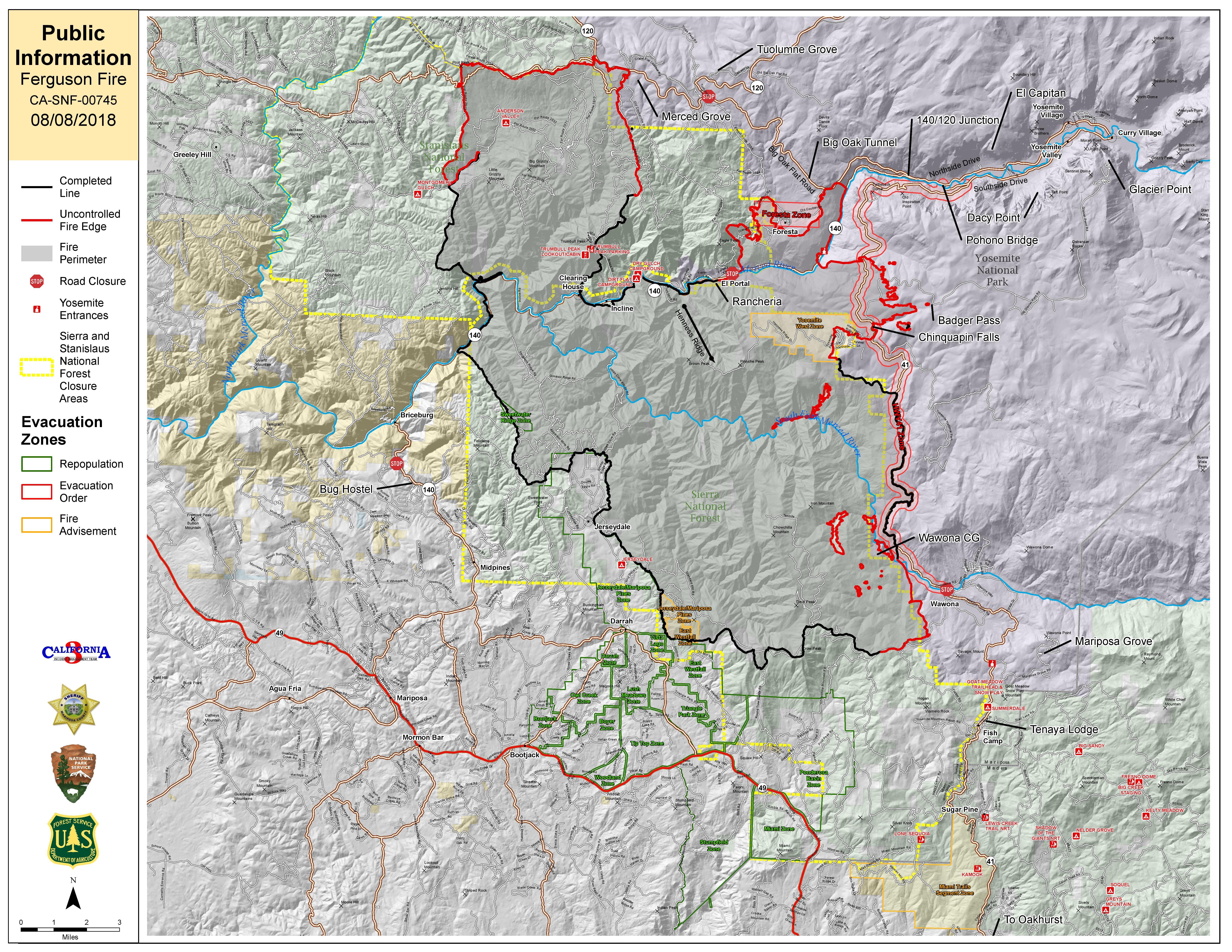 Ferguson Fire Map, Aug. 8, 2018