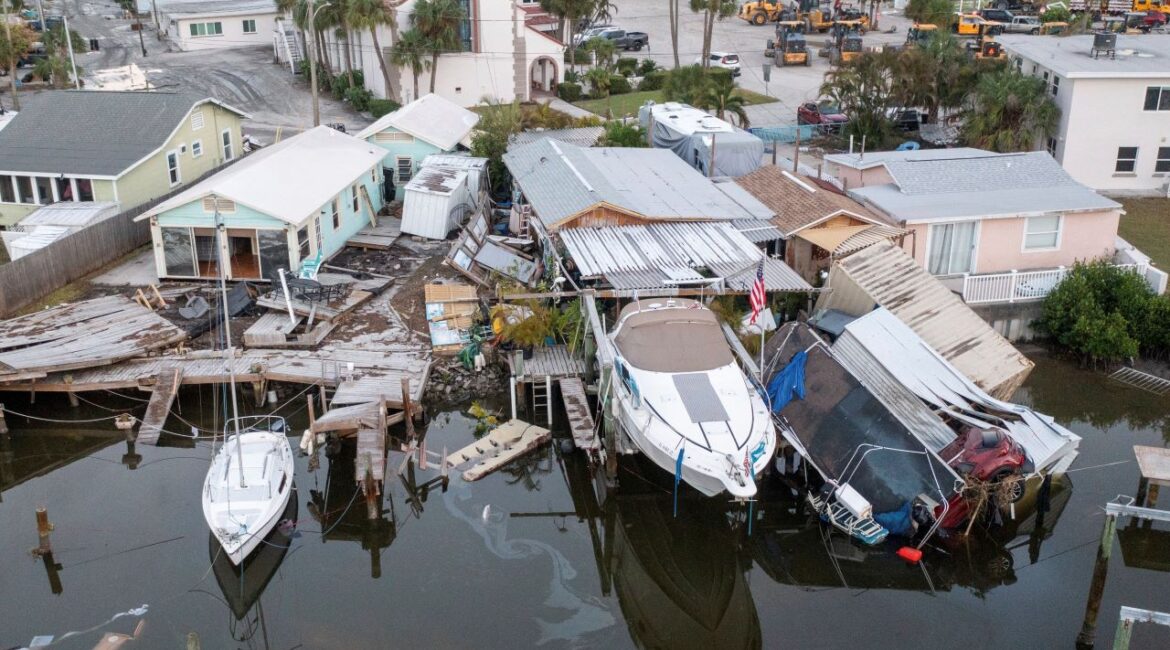 Helene hurricane damage in Madeira Beach, Florida
