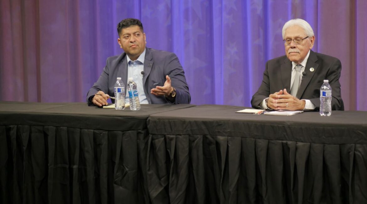 Challenger Luis Chavez and incumbent supervisor Sal Quintero debate in Fresno, Thursday, Oct. 3, 2024.