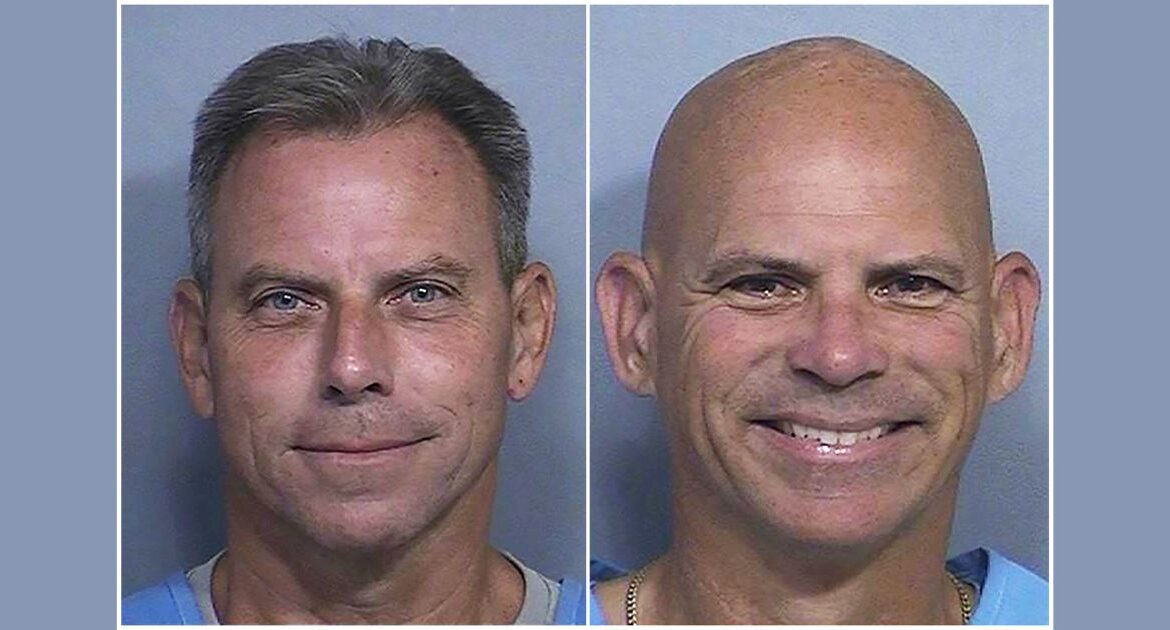 This combination of two booking photos provided by the California Department of Corrections shows Erik Menendez, left, and Lyle Menendez. (California Dept. of Corrections via AP)