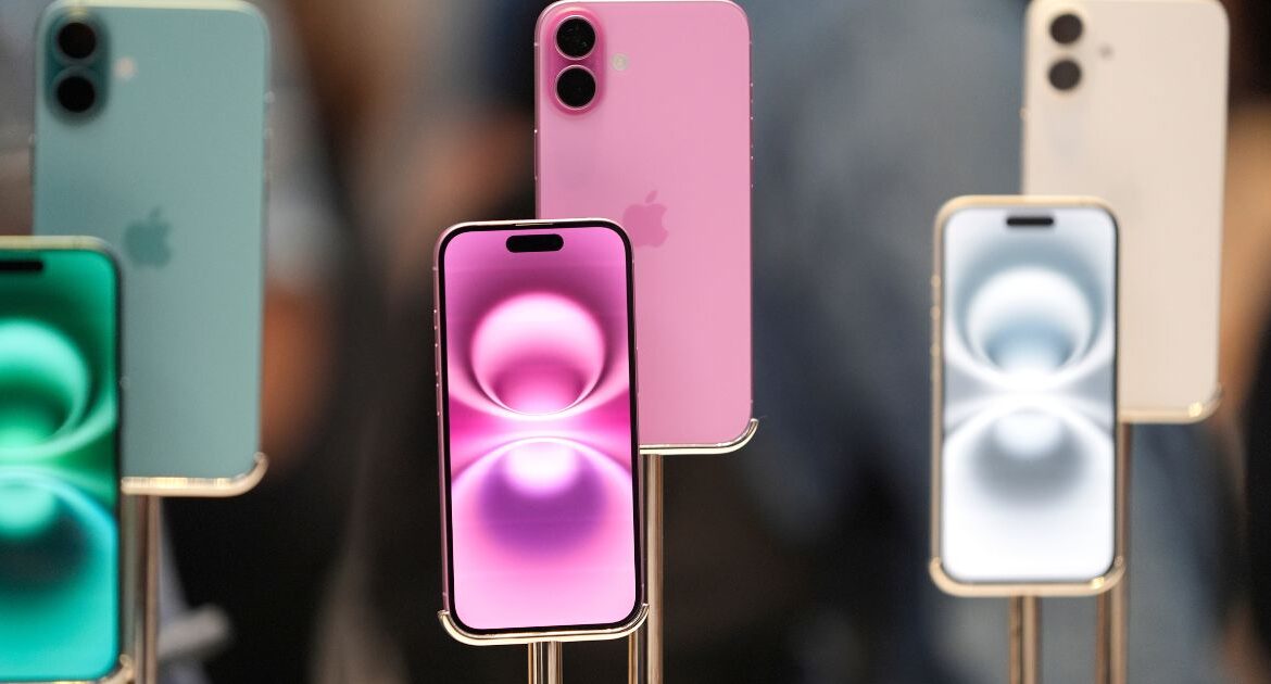 The Apple iPhone 16 is displayed at the Apple Fifth Avenue store on Sept. 20, 2024, in New York. (AP Photo/Pamela Smith, File)