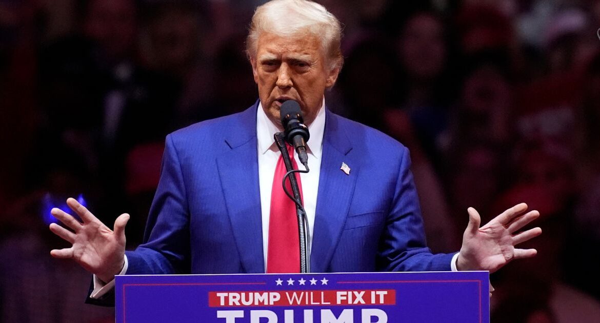 Republican presidential nominee former President Donald Trump speaks at a campaign rally at Madison Square Garden, Sunday, Oct. 27, 2024, in New York. (AP/Evan Vucci)