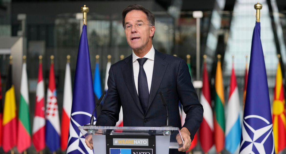 NATO Secretary General Mark Rutte delivers a statement, after a meeting with a high level South Korean delegation including top intelligence and military officials as well as senior diplomats briefed NATO diplomats, at NATO headquarters in Brussels on Monday, Oct. 28, 2024. (AP/Virginia Mayo)