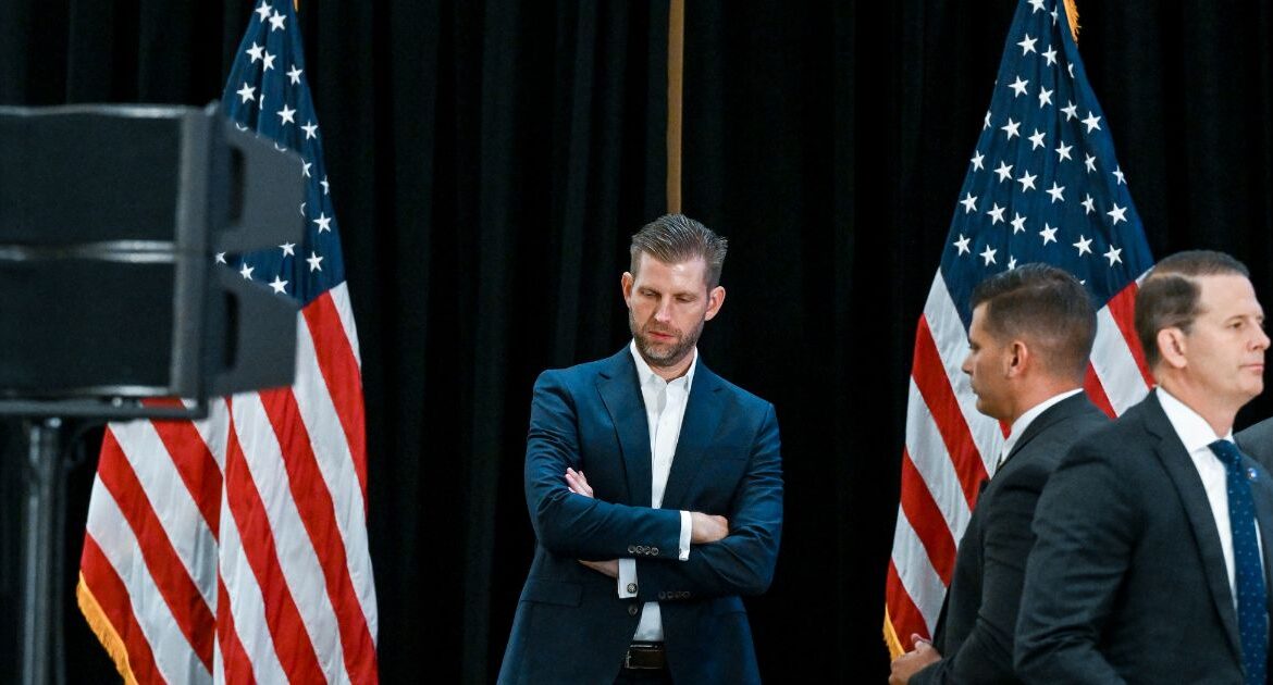 Eric Trump, Donald Trump's son, during a campaign event of his father, the Republican presidential nominee, in Miami, Oct. 22, 2024. Eric Trump was one of those believed to have been targeted by Chinese hackers. (Kenny Holston/The New York Times)