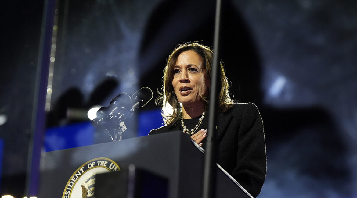Democratic presidential nominee Vice President Kamala Harris speaks during a campaign rally outside the Philadelphia Museum of Art, Monday, Nov. 4, 2024, in Philadelphia. (AP Photo/Jacquelyn Martin)