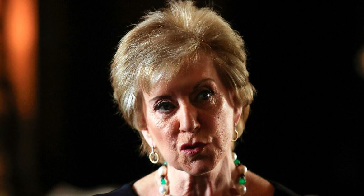 Small Business Administration Administrator Linda McMahon speaks during a news conference with President Donald Trump in Trump's Mar-a-Lago estate in Palm Beach, Fla., March 29, 2019. (AP File)