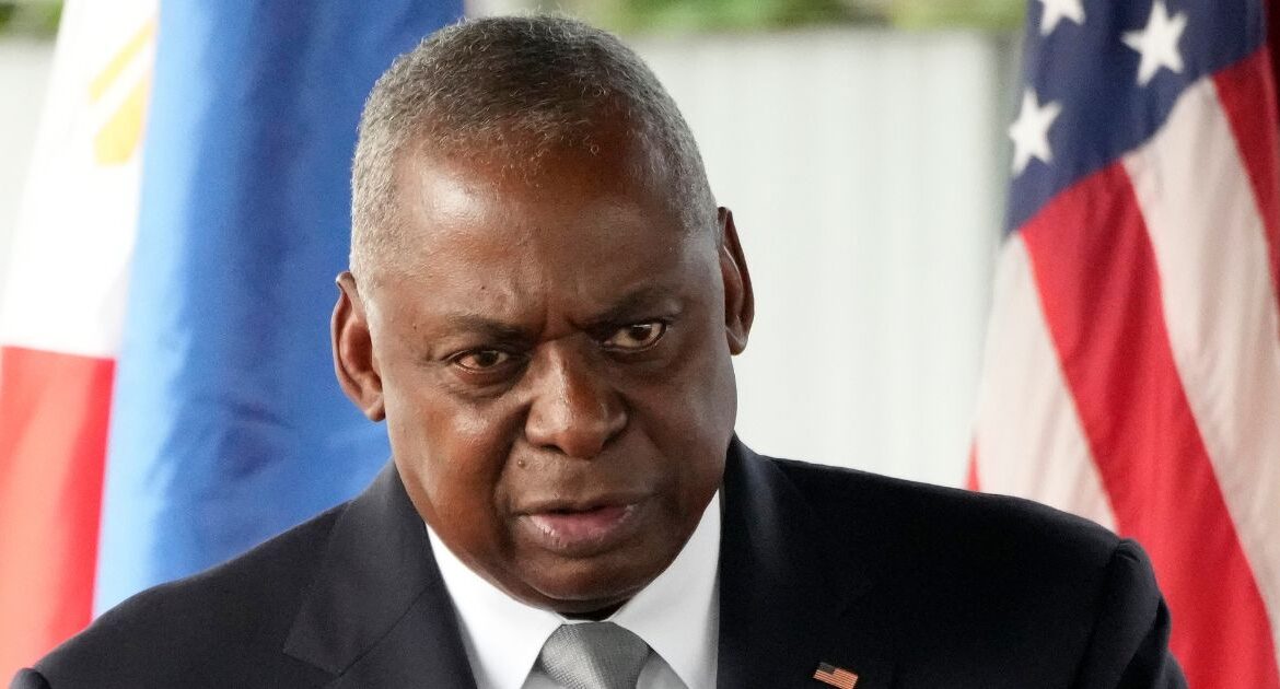 U.S. Defense Secretary Lloyd Austin delivers a speech during a groundbreaking ceremony for the Combined Coordination Center at Camp Aguinaldo military headquarters in Quezon City, Philippines Monday, Nov. 18, 2024. (AP/Aaron Favila)