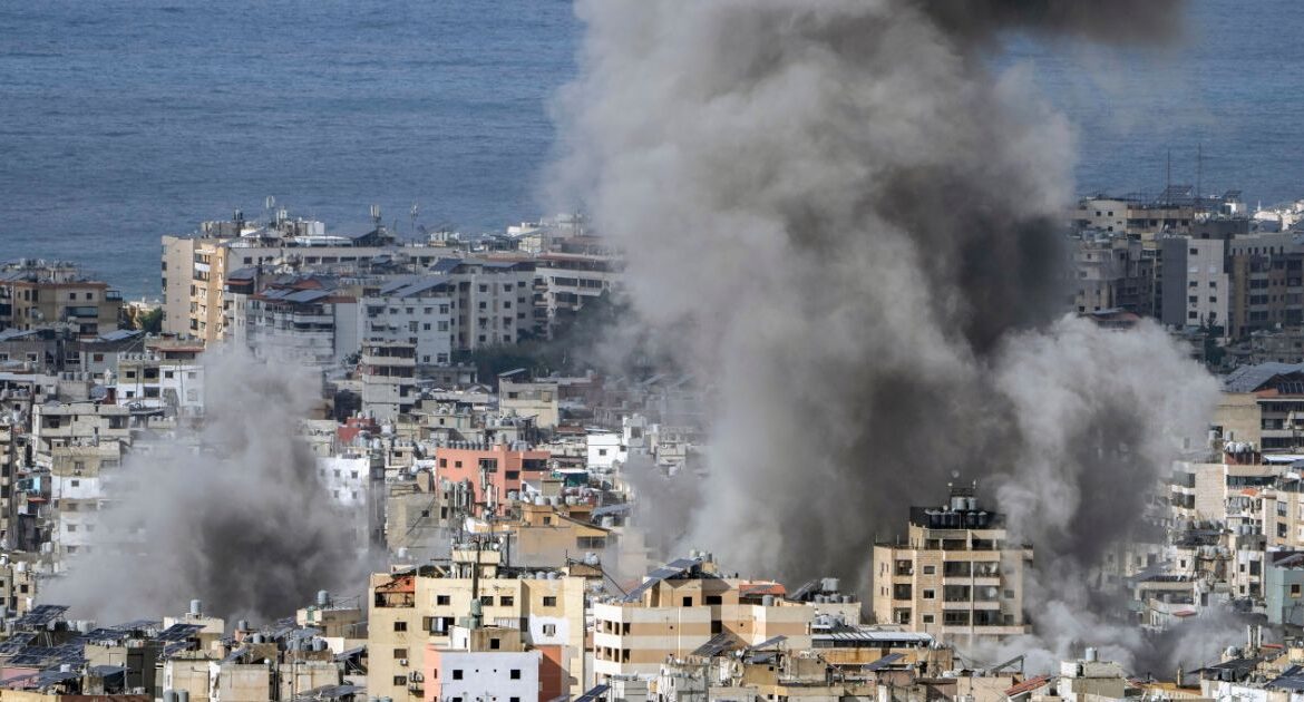 Smoke rises after an Israeli airstrike on Dahiyeh, in the southern suburb of Beirut, Lebanon, Monday, Nov. 25, 2024. (AP/Bilal Hussein)