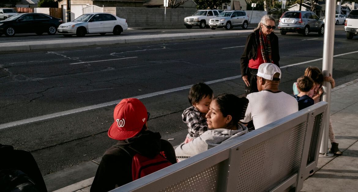 A bus stop in Fresno, Calif., on Nov. 14, 2024. Fresno County voted for a Republican presidential candidate this year for the first time in two decades. (Mark Abramson/The New York Times)
