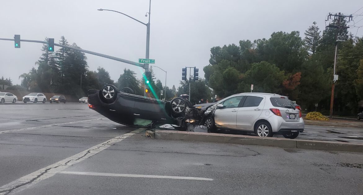 A three-vehicle collision at Herndon and Fruit this morning resulted in no injuries, and the driver responsible is in custody on suspicion of DUI. (GV Wire/Jahziel Tello)