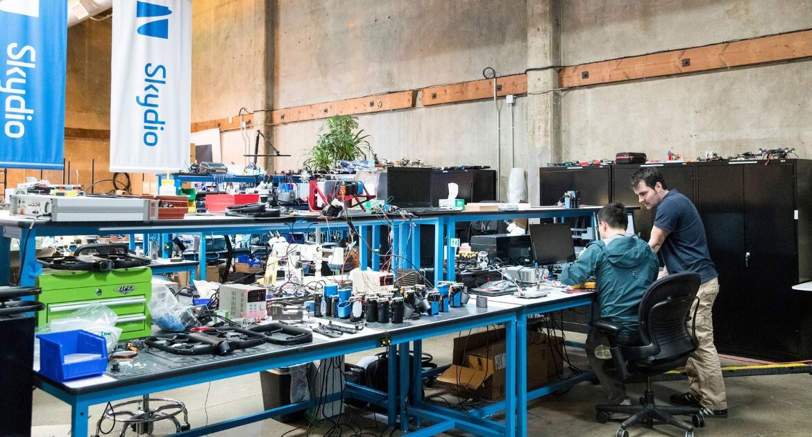The home of Skydio, an autonomous drone maker, in Redwood City, Calif., Feb. 8, 2018. Skydio’s supply-chain vulnerabilities came into sharp focus days before the 2024 election, when Chinese authorities imposed sanctions and severed the company’s access to essential battery supplies. (Laura Morton/The New York Times)