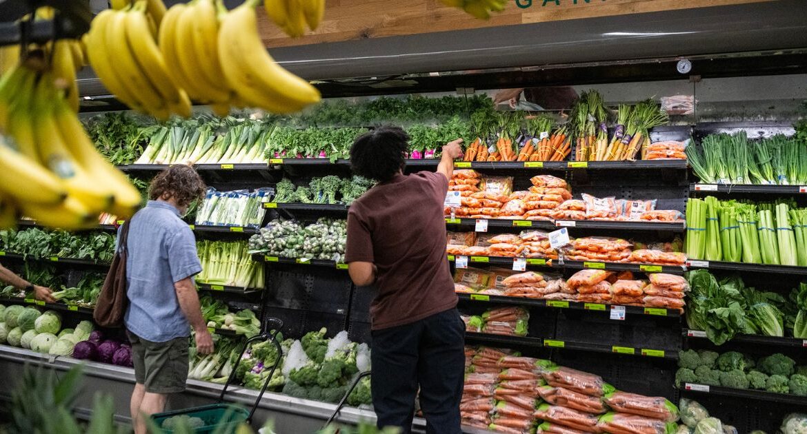Customers shop for groceries at Whole Foods in Harlem on May 31, 2024. Congress is feuding over a new farm bill, making lawmakers likely to punt the matter for another year and leave American farmers and families on food assistance without an update to the legislation that controls how much federal support they receive. (Brittainy Newman/The New York Times)