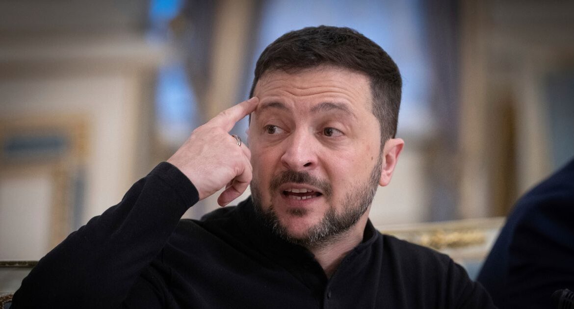Ukrainian President Volodymyr Zelenskyy talks during his meeting with Chairman of the German Christian Democratic Party (CDU) Friedrich Merz in Kyiv, Ukraine, Monday, Dec. 9, 2024. (AP/Efrem Lukatsky).