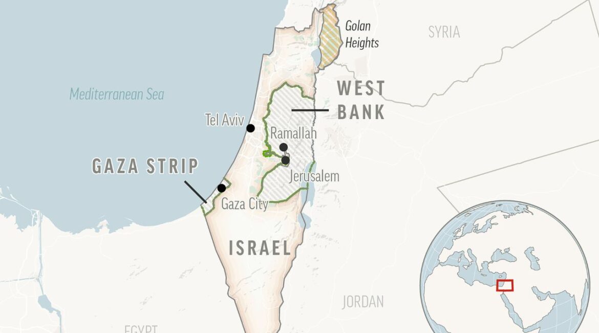This is a locator map of Israel and the Palestinian Territories. (AP Photo)