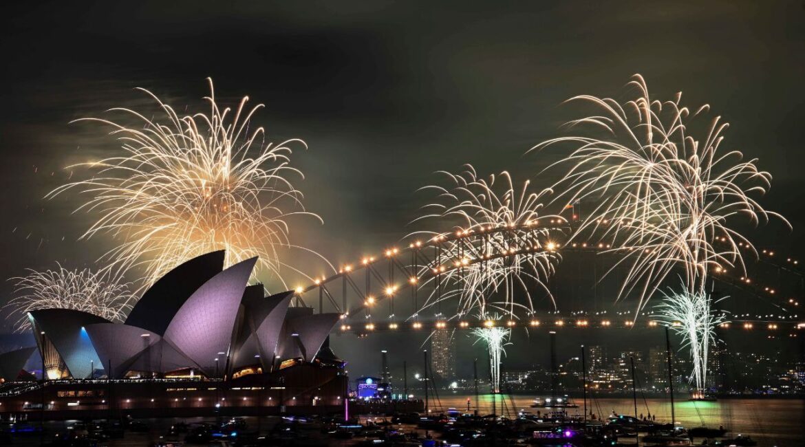 The 9pm fireworks are seen during New Year's Eve celebrations in Sydney, Australia, Tuesday, Dec. 31, 2024. (Bianca De Marchi/AAP Image via AP)