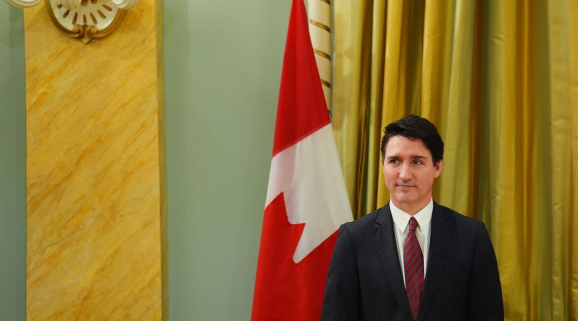 Prime Minister Justin Trudeau looks on during a cabinet swearing-in ceremony at Rideau Hall in Ottawa, on Friday, Dec.20, 2024.(Sean Kilpatrick /The Canadian Press via AP)