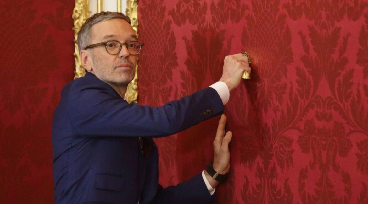 Austria's Freedom Party leader Herbert Kickl leaves the presidential office, in Vienna, Austria, Monday, Jan. 06, 2025. (AP/Heinz-Peter Bader)