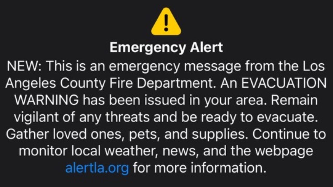 The original emergency alert that was sent in error on Thursday, Jan. 9, 2025. (GV Wire)
