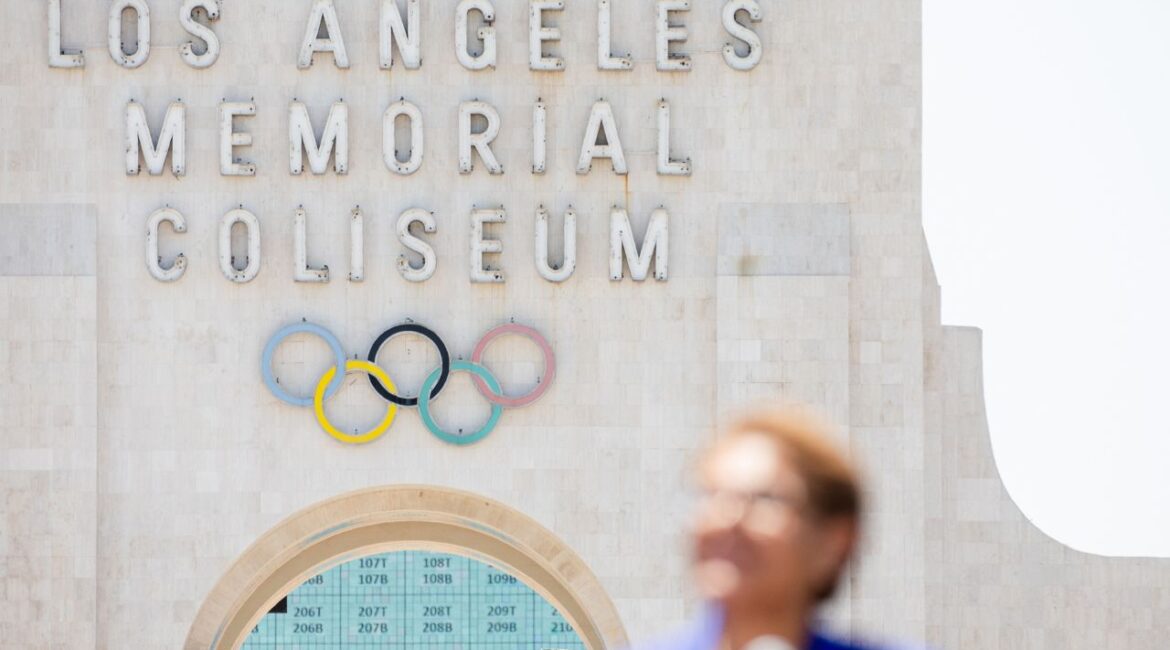 Mayor Karen Bass of Los Angeles during a news conference outside the Los Angeles Memorial Coliseum, July 18, 2024. Many Los Angeles leaders said they were confident the city would rebound to mount a well-run Summer Games. (Alex Welsh/The New York Times)