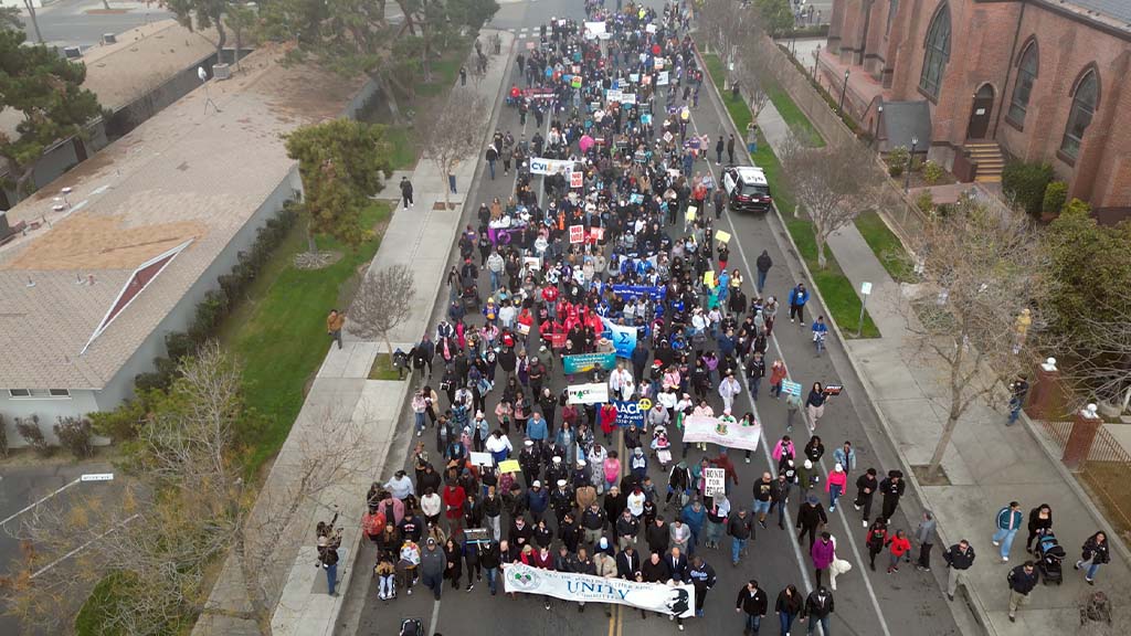 MLK Jr. March in Downtown Fresno. January 20, 2025. (GV Wire/Jahz Tello)