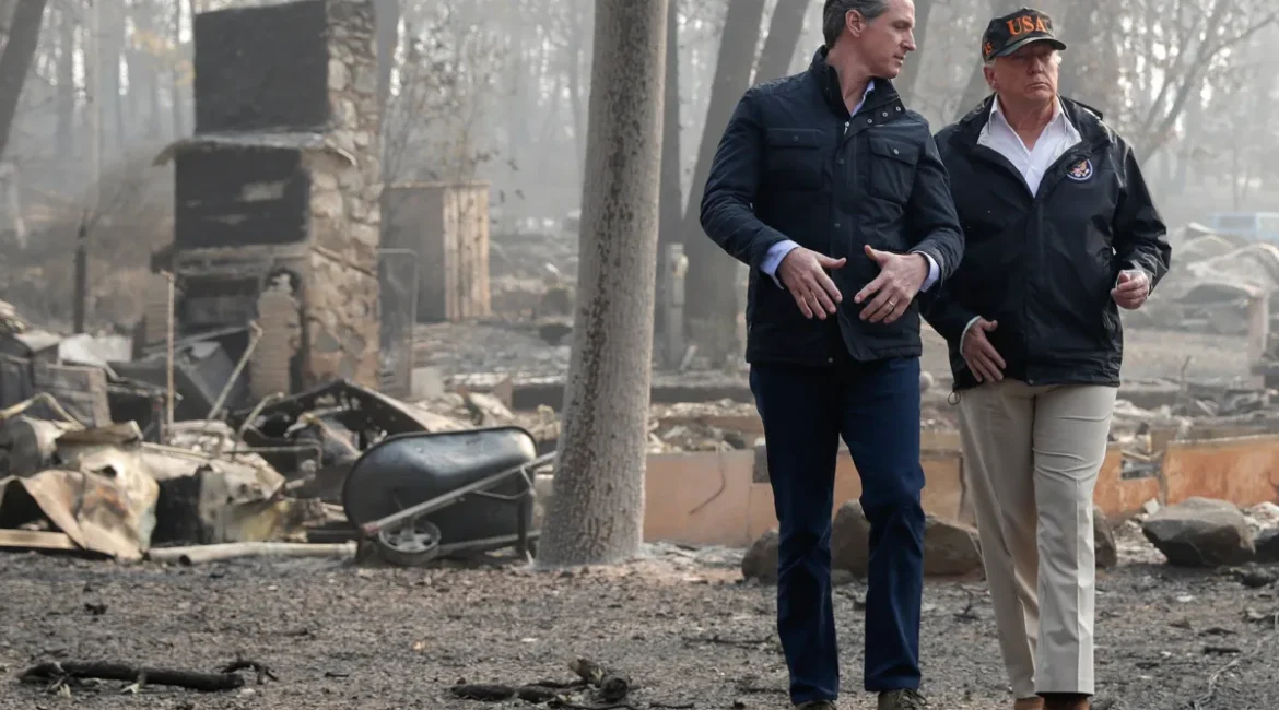 Newsom Trump Survey Paradise Fire Aftermath