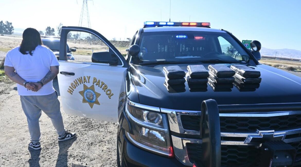 CHP K9 sergeant seized 17 pounds of cocaine worth $640,000 during a Fresno County traffic stop, leading to an arrest. (CHP)