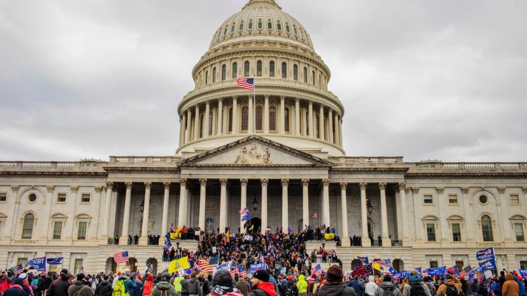 Supporters of President Donald Trump storm the Capitol in Washington, Jan. 6, 2021. A man who received a pardon from President Trump for his involvement in the Jan. 6, 2021, riot at the U.S. Capitol was fatally shot by a sheriff’s deputy on Sunday, Jan 26, 2025, after he resisted arrest during a traffic stop, the Indiana State Police said. (Jason Andrew/The New York Times)