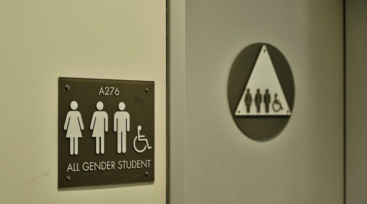 An all gender student restroom at Belvedere Middle School in East Los Angeles, Sept. 23, 2024. With sweeping executive orders, President Donald Trump tests local control of schools. (Philip Cheung/The New York Times)