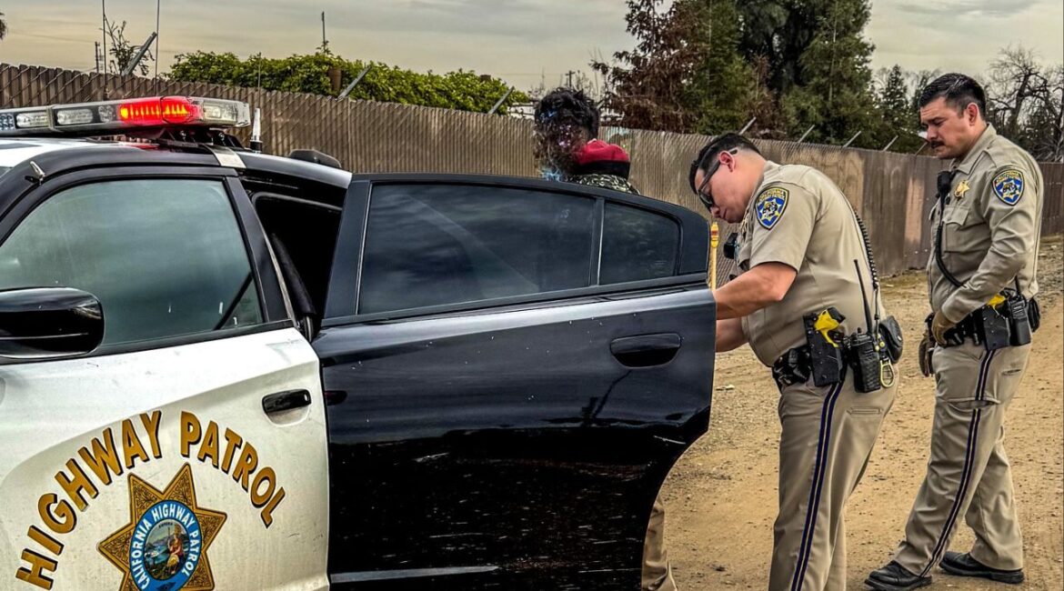 A hit-and-run response in Fresno led to a high-speed chase, crash, and standoff, ending in two arrests after police intervention. (CHP)
