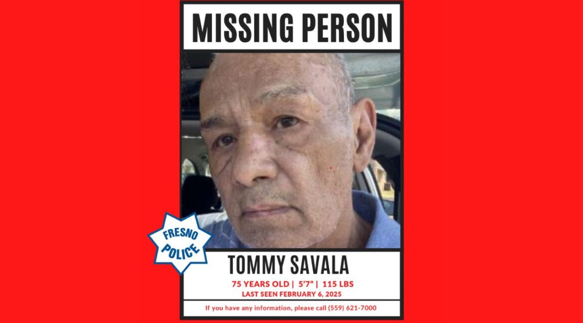 Fresno police are searching for Tommy Savala, 75, who was last seen Thursday morning near Simpson Avenue and North Fresno Street. (Fresno PD)