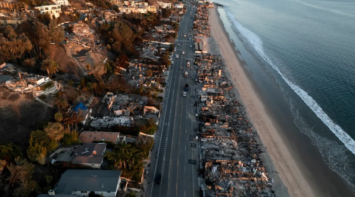 Aerial View of Palisades Wildfire Destruction 2025