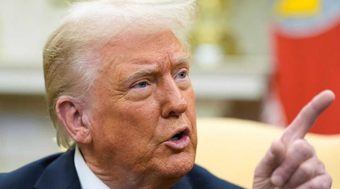 President Donald Trump speaks during a meeting with Jordan's King Abdullah II in the Oval Office at the White House, Tuesday, Feb. 11, 2025, in Washington. (AP/Alex Brandon)