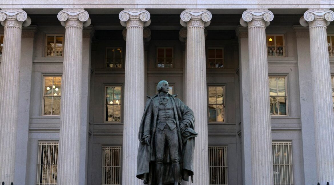 The U.S. Department of the Treasury building is seen in Washington, Nov. 18, 2024. (AP File)
