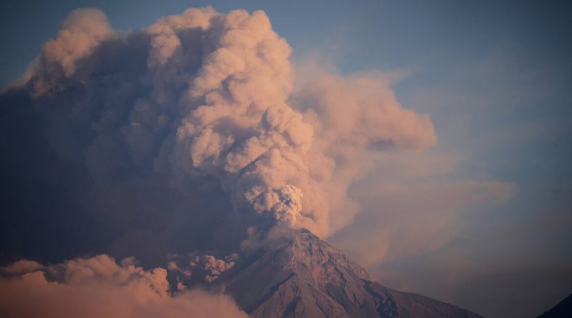 The "Volcan de Fuego," or Volcano of Fire, blows a thick cloud of ash seen from Palin, Guatemala, Monday, March 10, 2025. (AP/Moises Castillo)