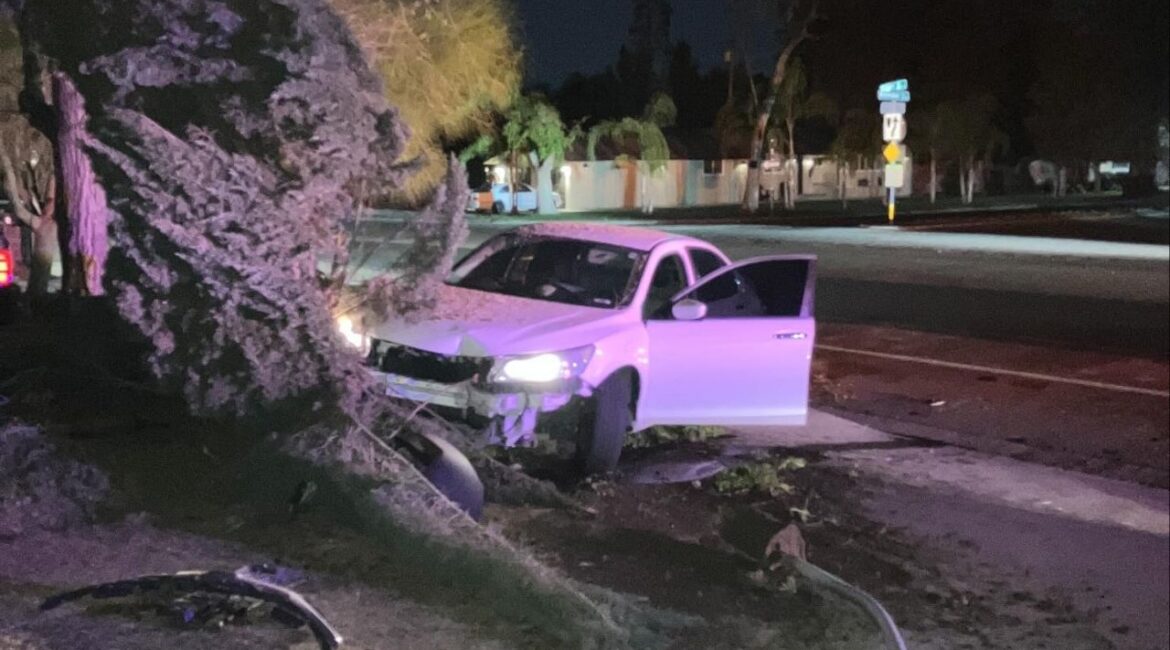 A Visalia man, Eli Perkins, 31, was arrested early this morning after fleeing from a traffic stop, crashing his vehicle, and being found with a loaded firearm and multiple outstanding warrants. (Visalia PD)