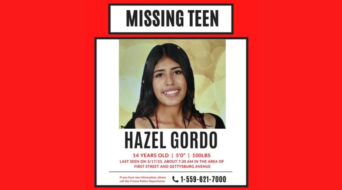 Fresno police are searching for Hazel Gordo, 14, who was last seen Monday morning near First Street and Gettysburg Avenue. (Fresno PD)