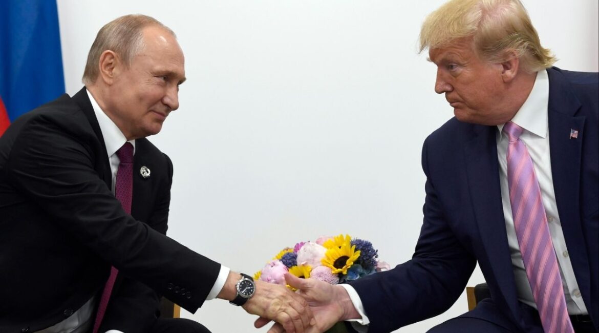 President Donald Trump, right, shakes hands with Russian President Vladimir Putin, left, during a bilateral meeting on the sidelines of the G-20 summit in Osaka, Japan, June 28, 2019. (AP File)