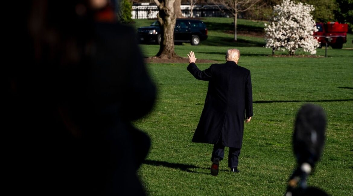 President Donald Trump departs the White House in Washington, March 21, 2025. (Haiyun Jiang/The New York Times)