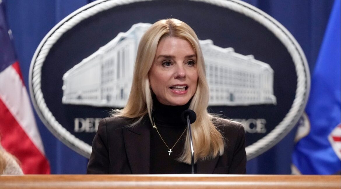 Attorney General Pam Bondi speaks at a news conference at the Justice Department, Feb. 12, 2025, in Washington. (AP File)
