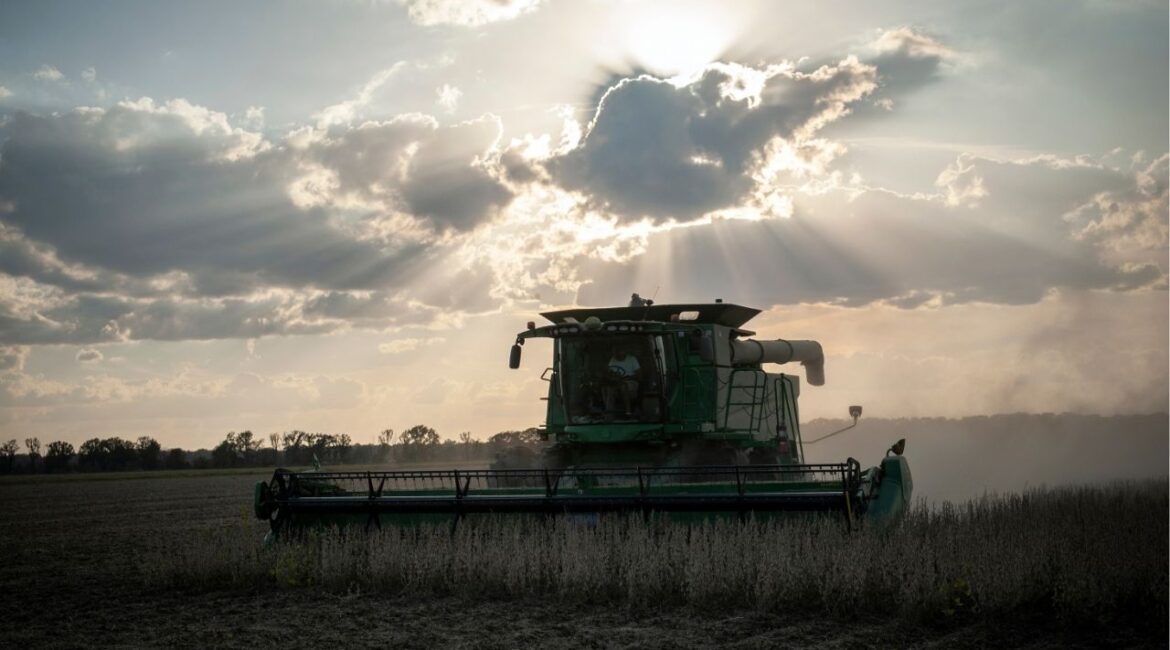 Soybeans are harvested near Stuttgart, Ark., Oct. 25, 2023. The Trump administration has discussed providing financial aid for farmers who may be subject to retaliation by America’s trading partners. (Rory Doyle/The New York Times)