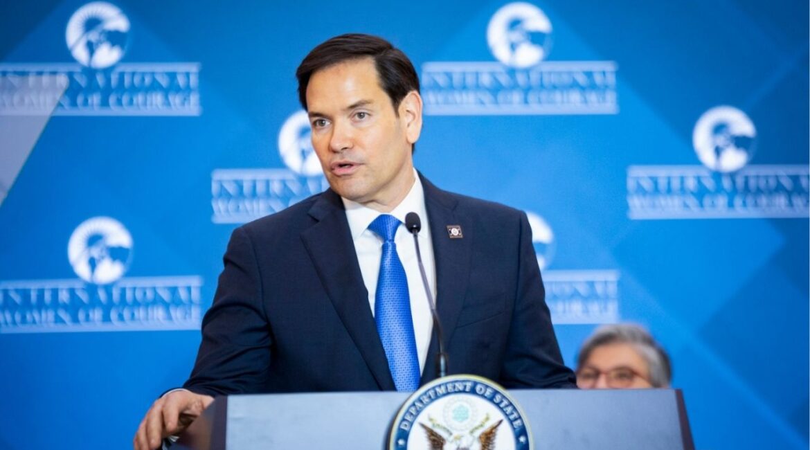 Secretary of State Marco Rubio speaks during the International Women of Courage Awards Ceremony at the Department of State in Washington on Tuesday, April 1, 2025. Rubio traveled to Brussels on Thursday for a gathering of NATO foreign ministers amid high anxiety over the Trump administration’s approach to Europe, including the war in Ukraine, relations with Russia and President Trump’s growing trade war with the continent. (Maansi Srivastava/The New York Times)