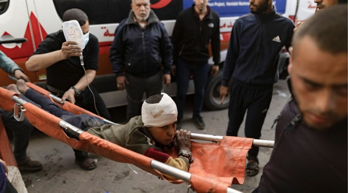 Injured people arrive at Al-Ahli Arab Hospital in central Gaza City on Thursday, March 3, 2025. Israel wants to squeeze Hamas into releasing the dozens of hostages still held in the enclave. But other objectives have since emerged. (Saher Alghorra/The New York Times)