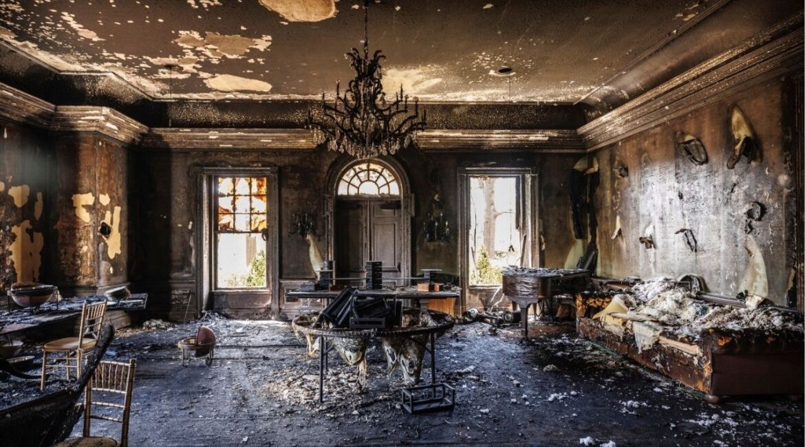 This image provided by Commonwealth Media Services shows damage after a fire at the Pennsylvania governor’s mansion while Democratic Gov. Josh Shapiro and his family slept inside on Sunday, April 13, 2025, in Harrisburg, Pa. (Commonwealth Media Services via AP)
