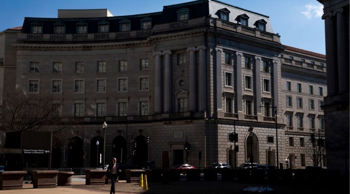 The Internal Revenue Service (IRS) office building in Washington, Feb. 26, 2025. About 22,000 employees at the Internal Revenue Service have signed up for the Trump administration’s latest resignation offer, according to four people familiar with the matter, an exodus that could weaken the agency’s ability to collect taxes. (Haiyun Jiang/The New York Times)